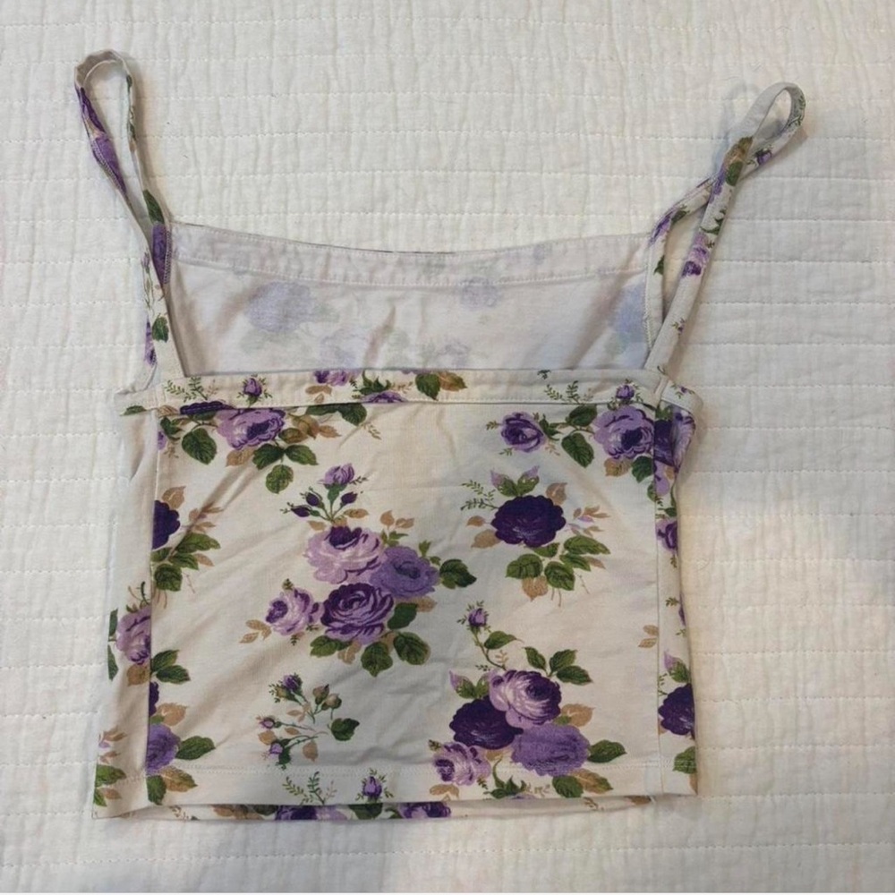 SOLD ‘Purple Flowers’ Cotton Tank - Picture 3 of 7